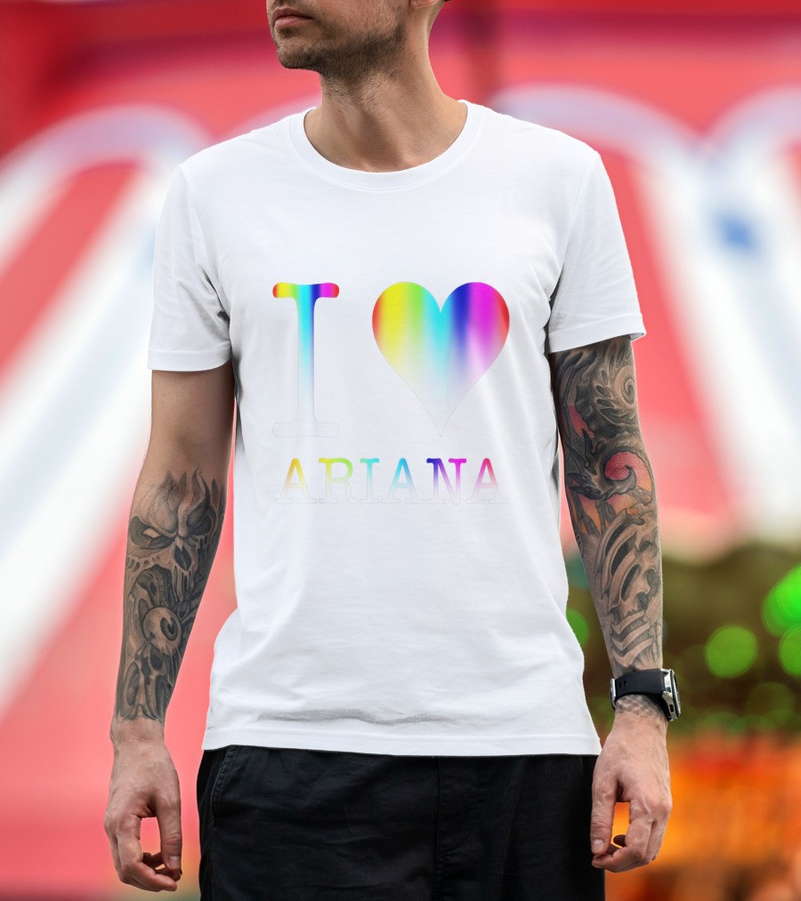 I Love Ariana Rainbow Heart Gradient Text T-Shirt
