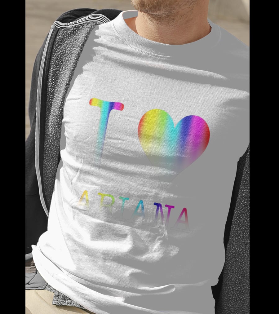 I Love Ariana Rainbow Heart Gradient Text T-Shirt