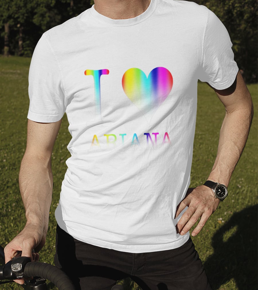 I Love Ariana Rainbow Heart Gradient Text T-Shirt