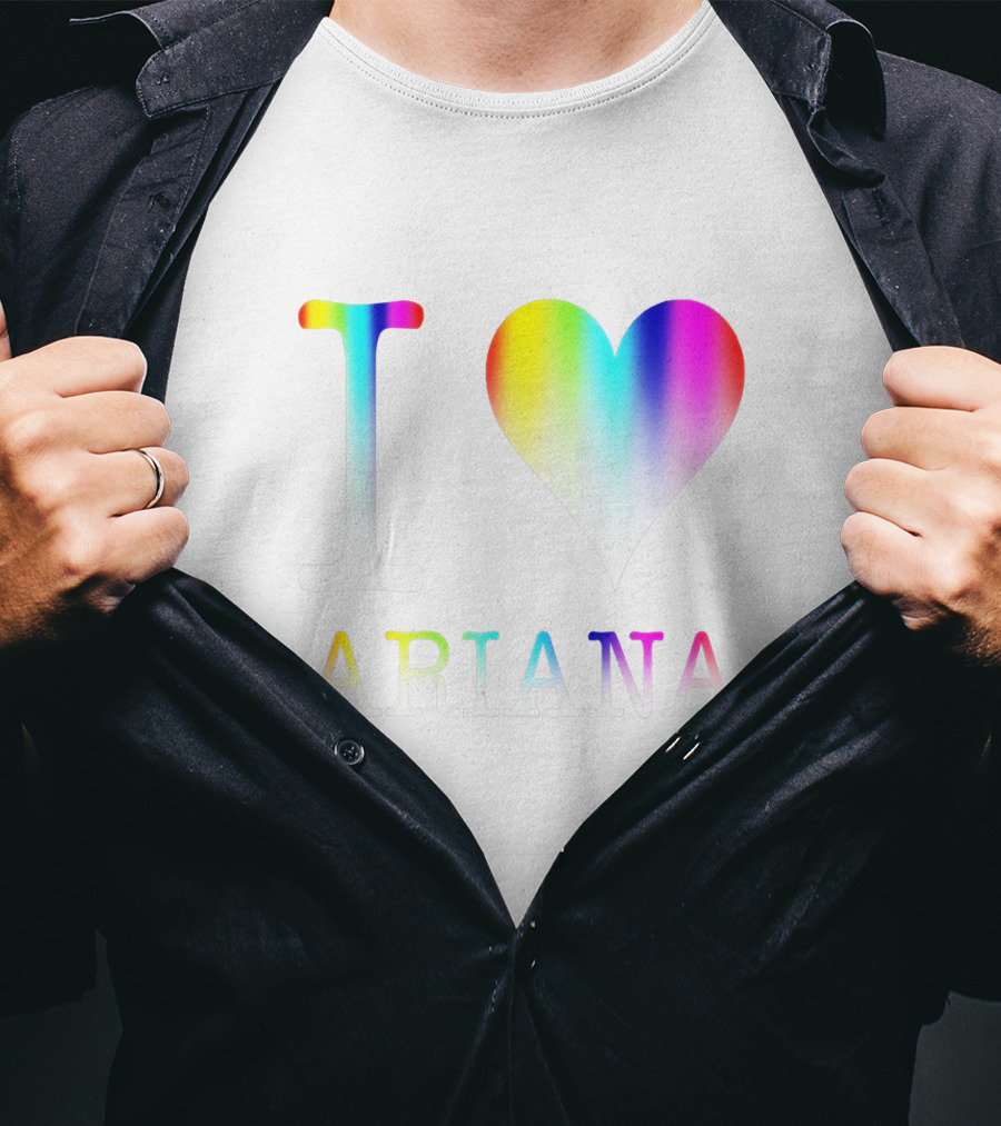 I Love Ariana Rainbow Heart Gradient Text T-Shirt