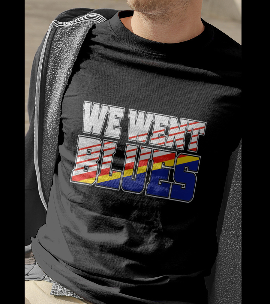 We Went Blues Patriotic Red White Blue Gold Stripes T-Shirt