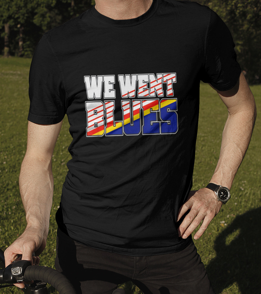We Went Blues Patriotic Red White Blue Gold Stripes T-Shirt