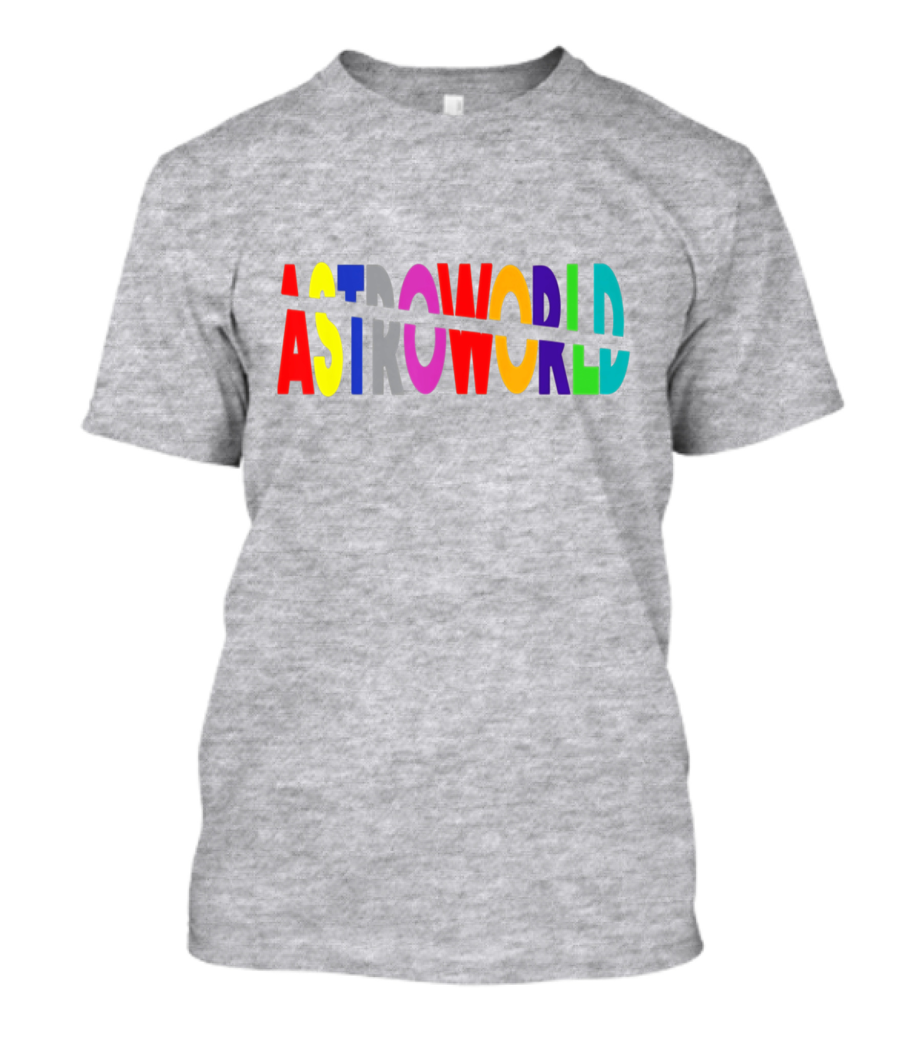 Astroworld Multicolor Split Text Graphic On Gray Background T-Shirt