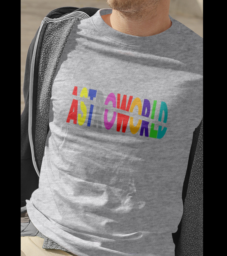 Astroworld Multicolor Split Text Graphic On Gray Background T-Shirt