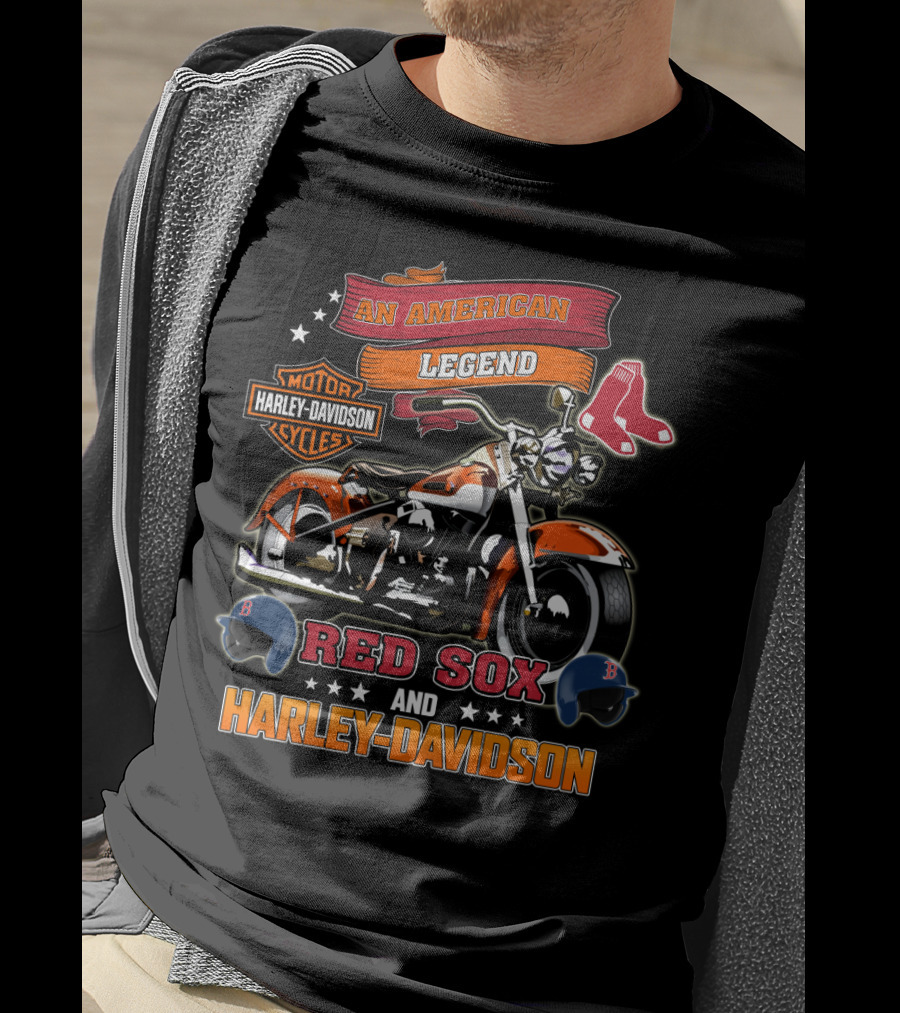An American Legend Boston Red Sox Harley Davidson Motor Cycles T-Shirt