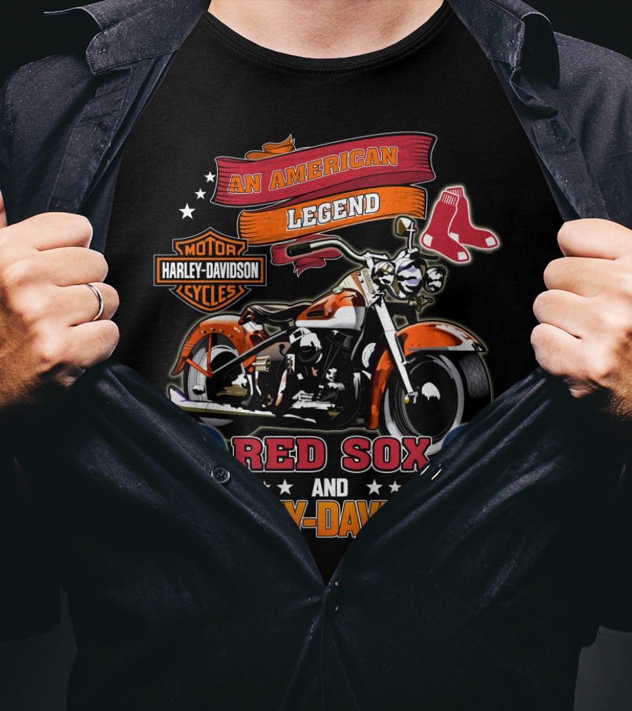 An American Legend Boston Red Sox Harley Davidson Motor Cycles T-Shirt