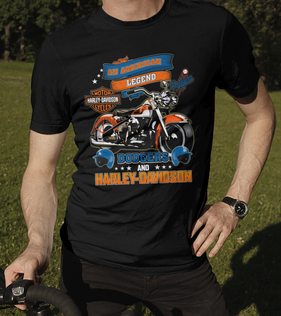 An American Legend Dodgers And Harley Davidson T-Shirt