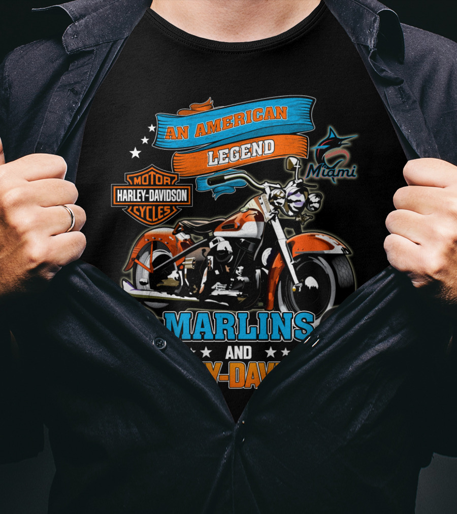 Miami Marlins Harley Davidson An American Legend T-Shirt