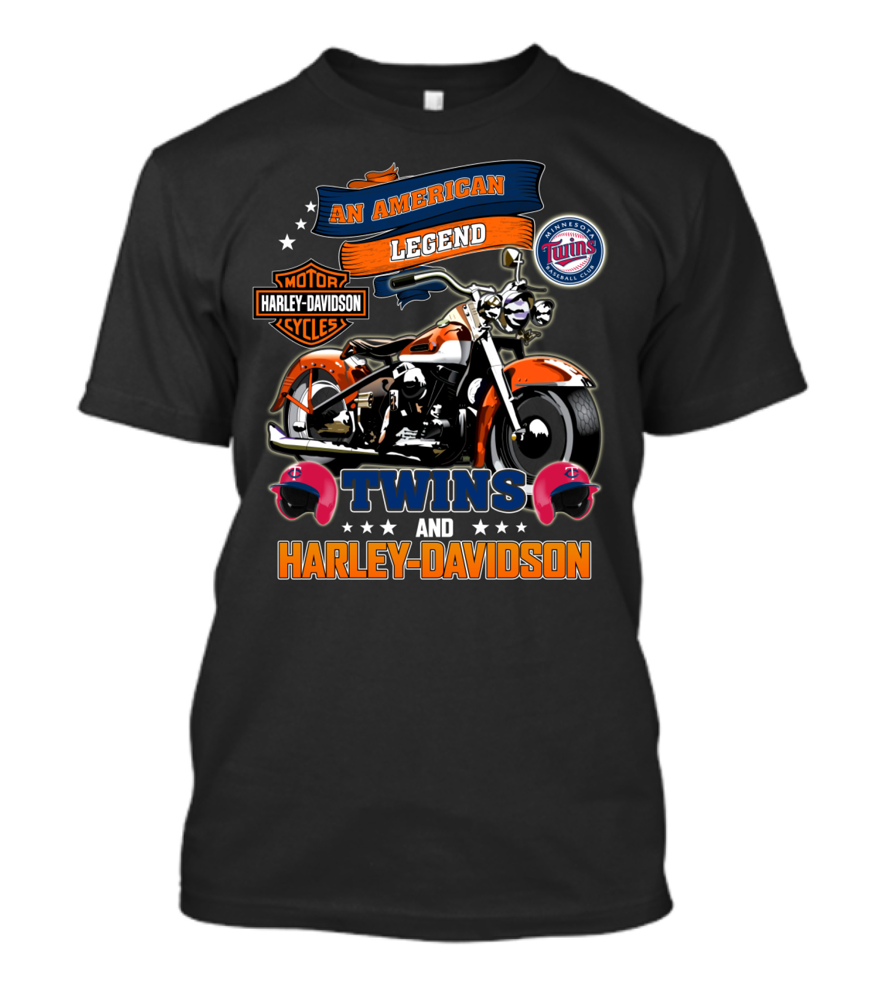 An American Legend Twins Harley Davidson Cycles Minnesota Baseball Club T-Shirt