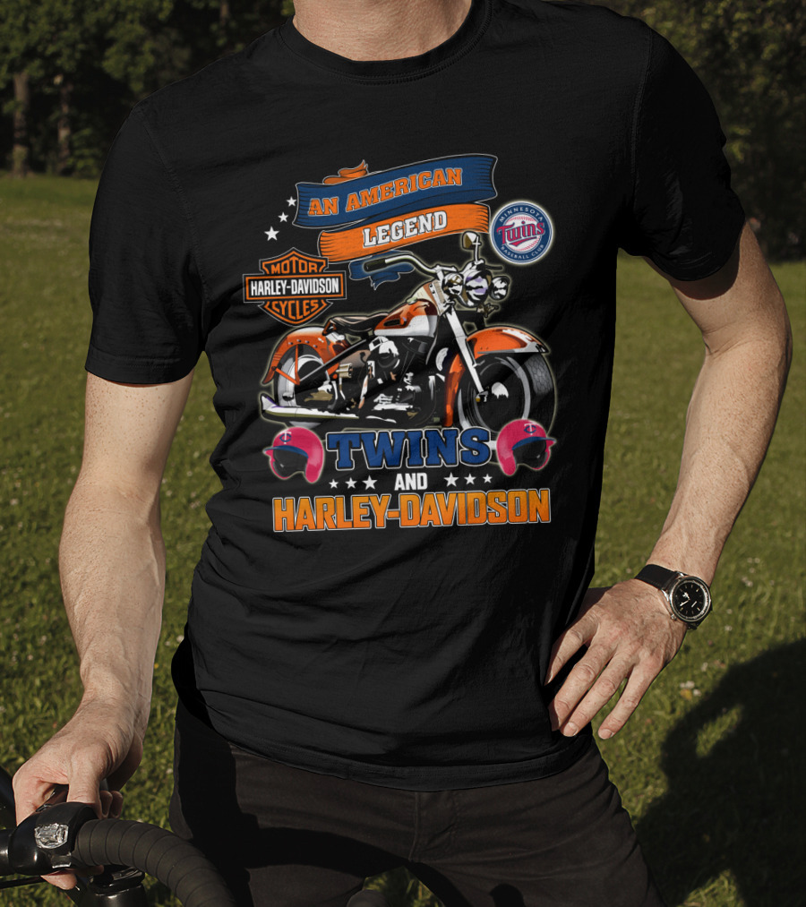 An American Legend Twins Harley Davidson Cycles Minnesota Baseball Club T-Shirt