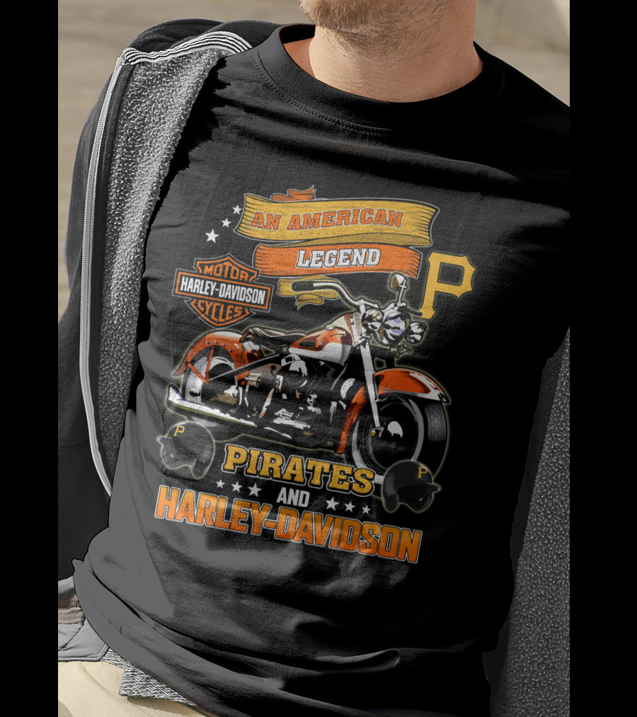 An American Legend Pirates And Harley Davidson Motorcycles T-Shirt