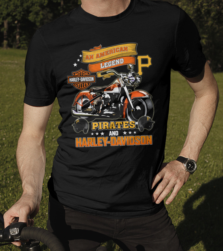 An American Legend Pirates And Harley Davidson Motorcycles T-Shirt