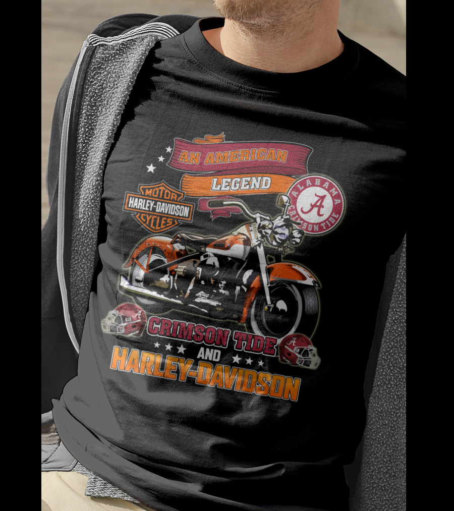 An American Legend Alabama Crimson Tide Harley Davidson Motorcycles T-Shirt