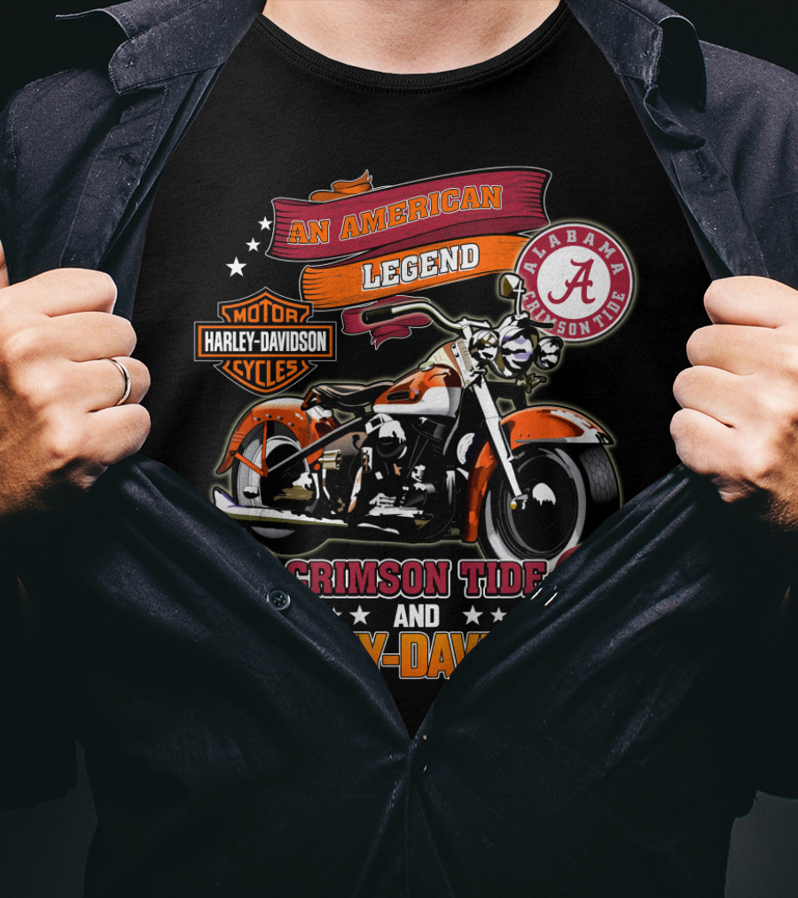 An American Legend Alabama Crimson Tide Harley Davidson Motorcycles T-Shirt