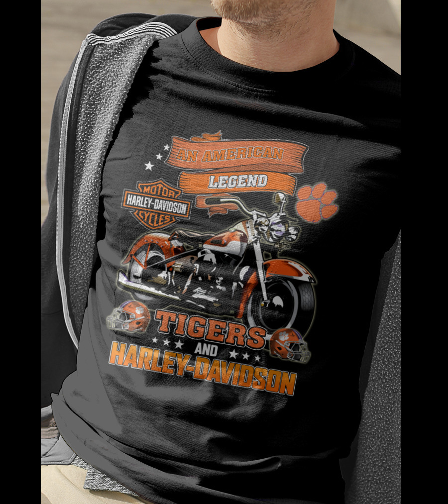 An American Legend Tigers And Harley Davidson T-Shirt