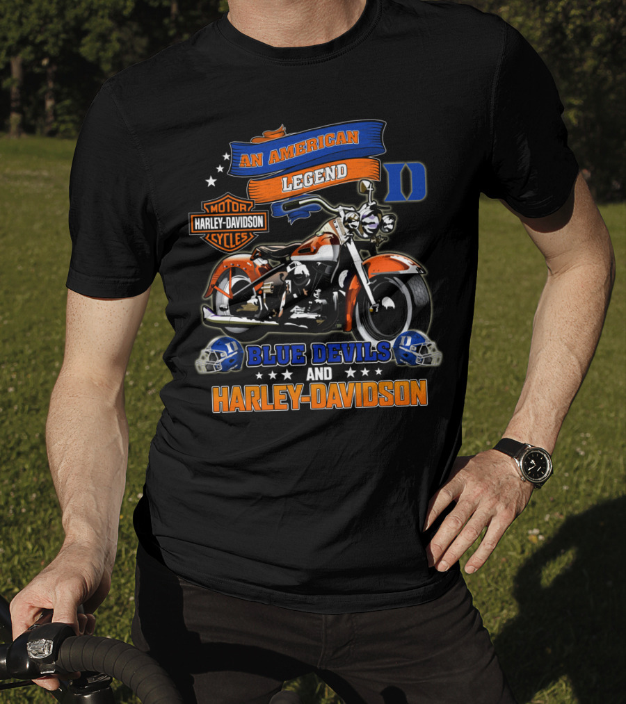 An American Legend Duke Blue Devils And Harley Davidson Motorcycles T-Shirt