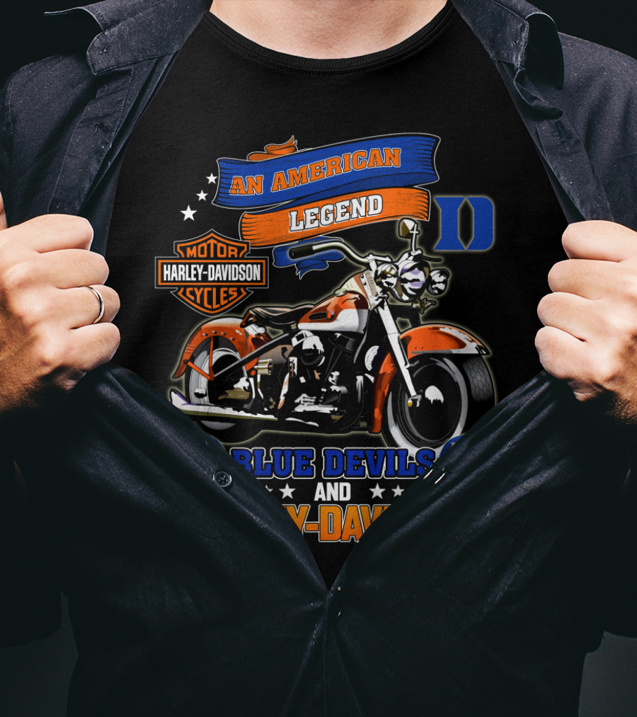 An American Legend Duke Blue Devils And Harley Davidson Motorcycles T-Shirt