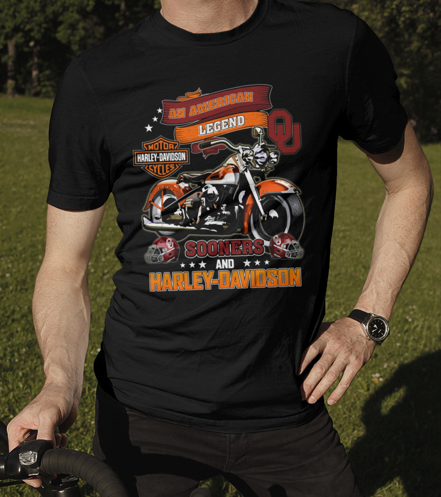 An American Legend Oklahoma Sooners And Harley Davidson Motorcycles T-Shirt