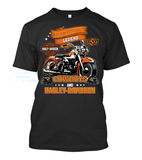 An American Legend Oklahoma State Cowboys And Harley Davidson Osu Motor Cycles T-Shirt