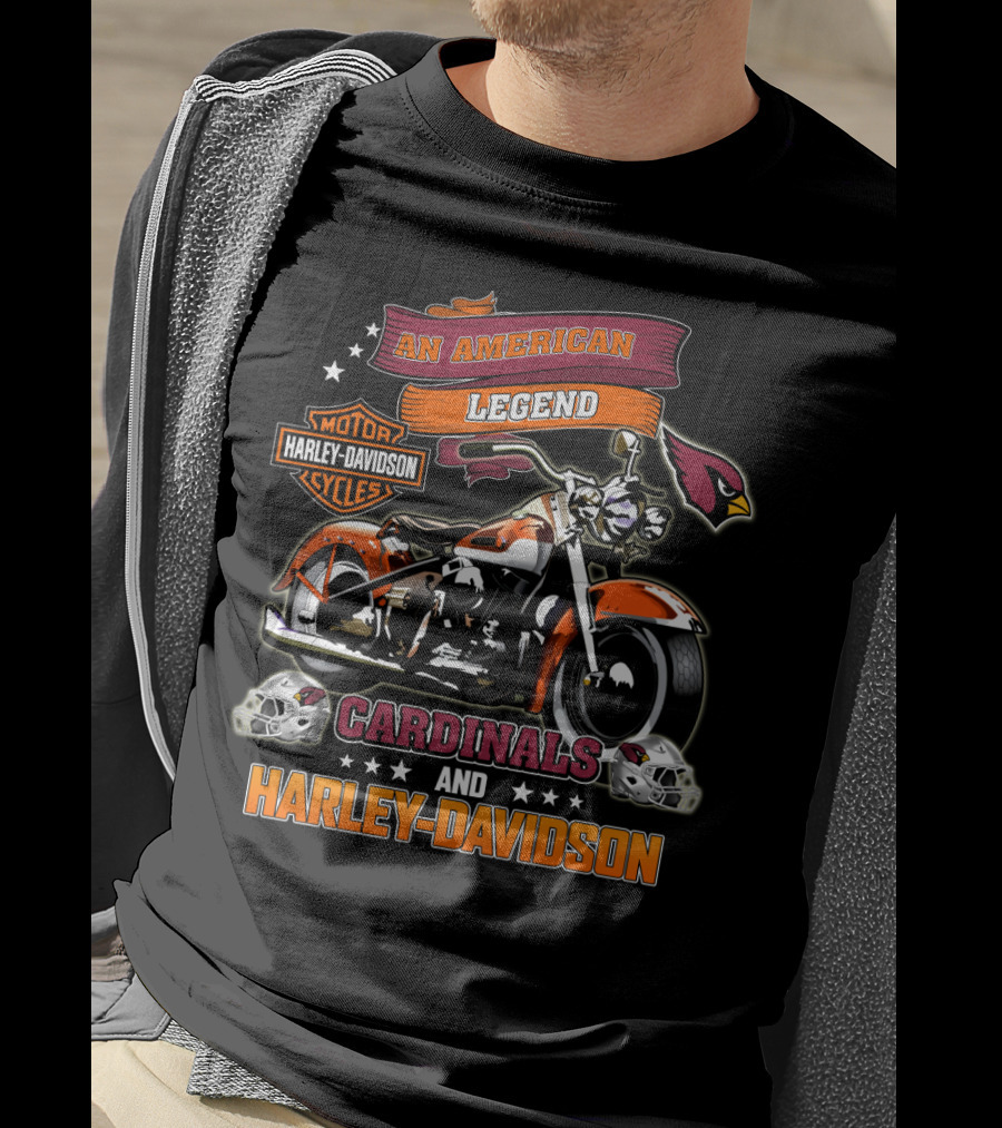 An American Legend Cardinals And Harley Davidson Motor Cycles T-Shirt