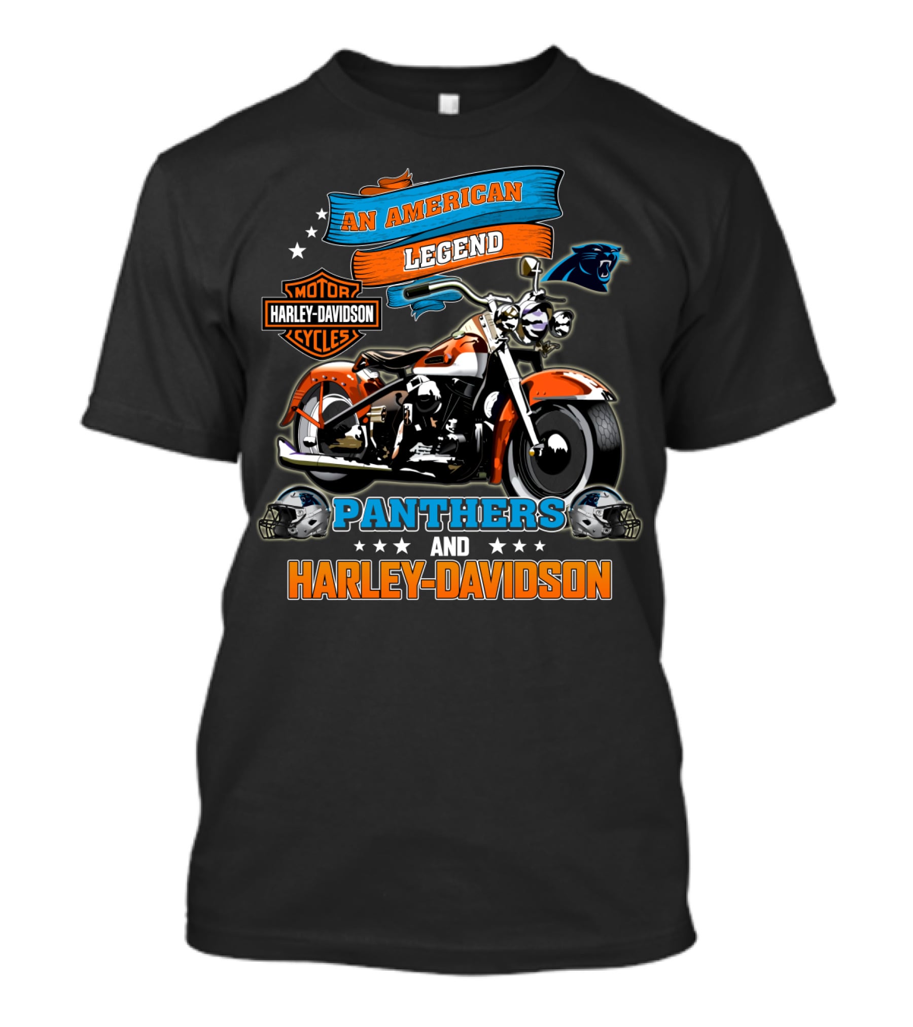 An American Legend Panthers And Harley Davidson Motor Cycles T-Shirt