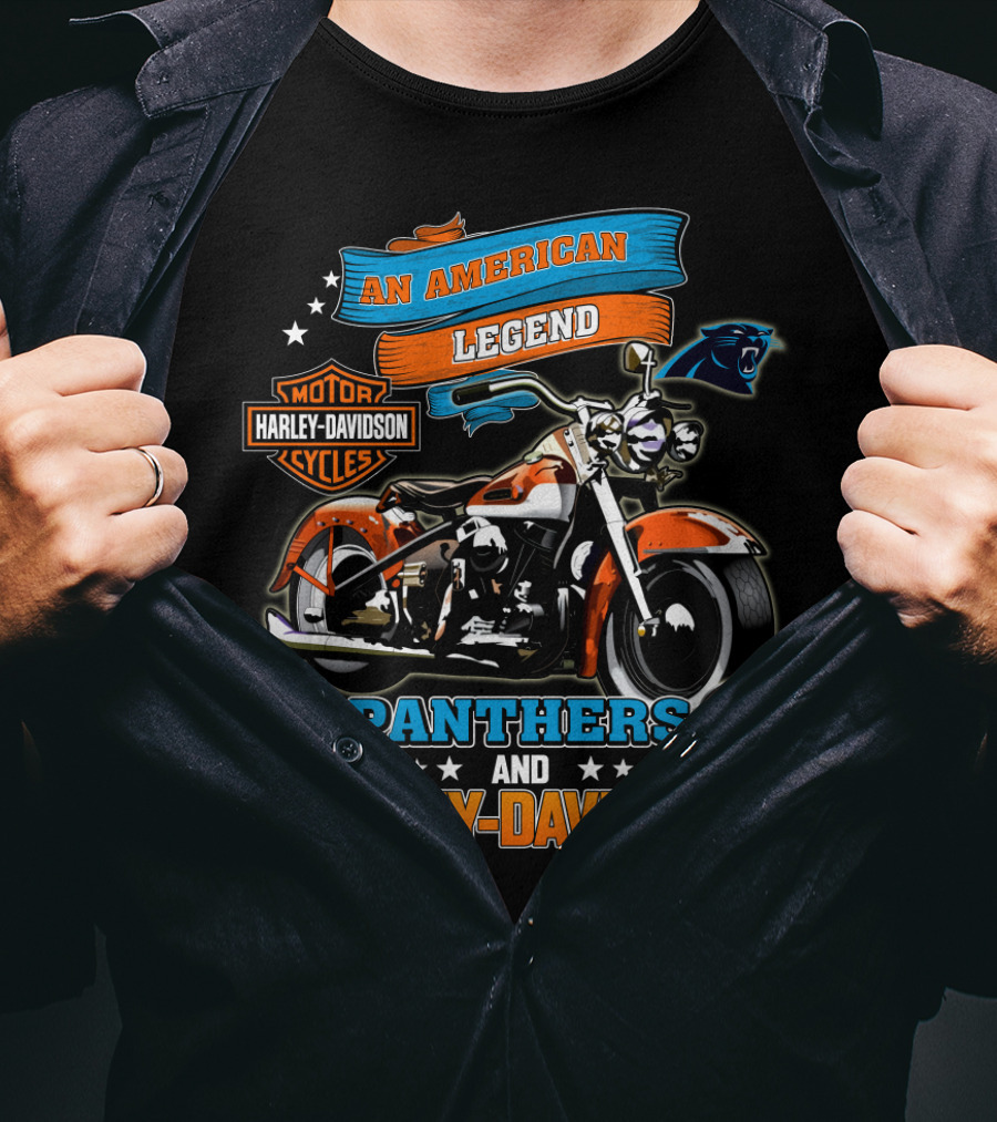 An American Legend Panthers And Harley Davidson Motor Cycles T-Shirt