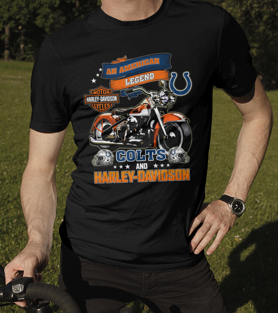 An American Legend Colts And Harley Davidson Motor Cycles T-Shirt