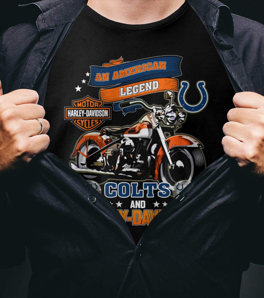An American Legend Colts And Harley Davidson Motor Cycles T-Shirt