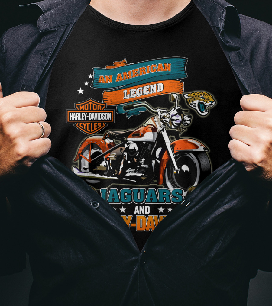An American Legend Jaguars And Harley Davidson Nfl Motorcycle Tribute T-Shirt