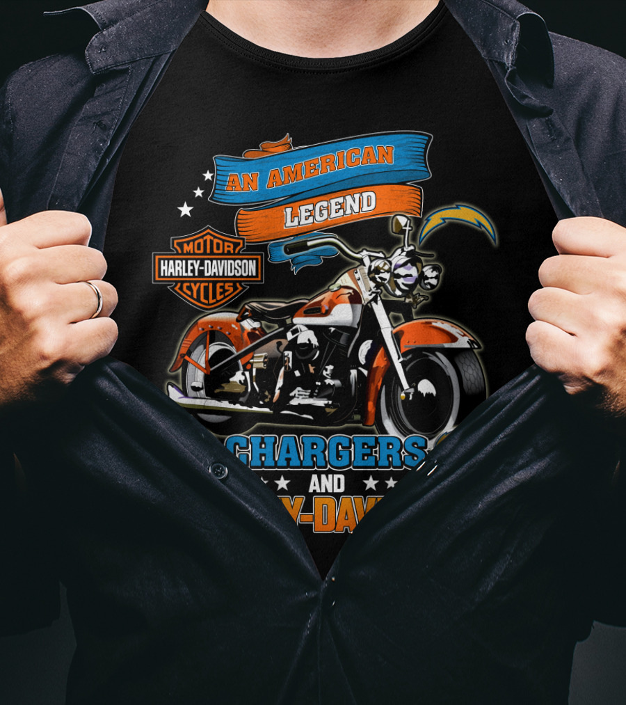 Los Angeles Chargers Harley Davidson An American Legend Nfl Football Helmets Motorcycle T-Shirt