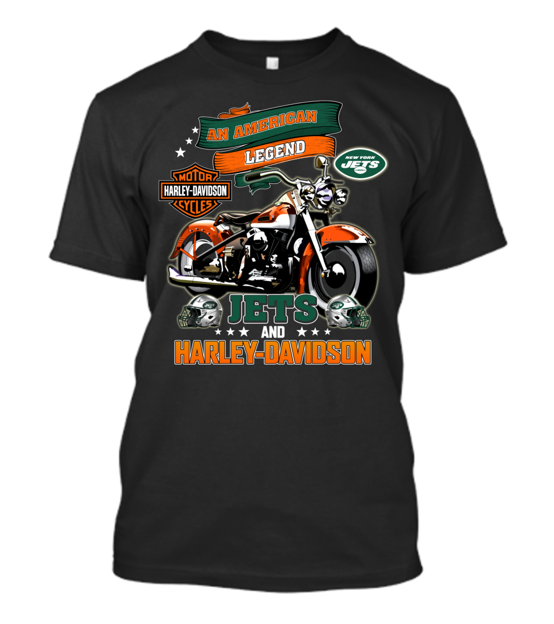 An American Legend New York Jets And Harley Davidson T-Shirt