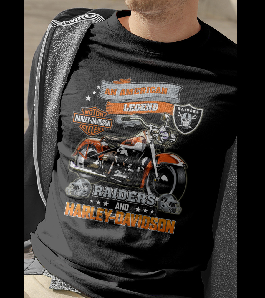 An American Legend Raiders And Harley Davidson T-Shirt