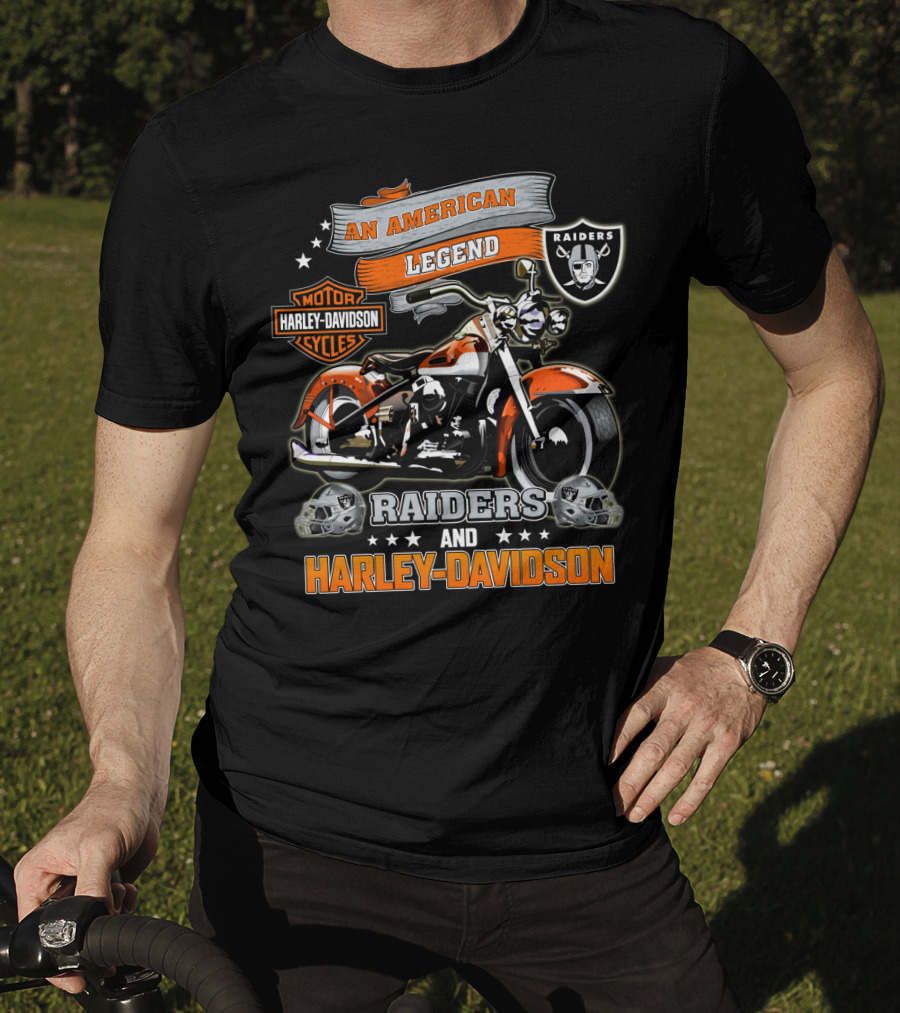 An American Legend Raiders And Harley Davidson T-Shirt