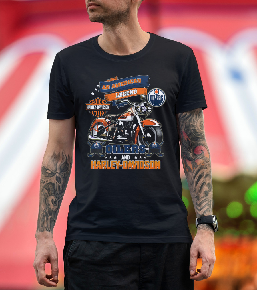 An American Legend Oilers And Harley Davidson Motor Oilers Cycles T-Shirt