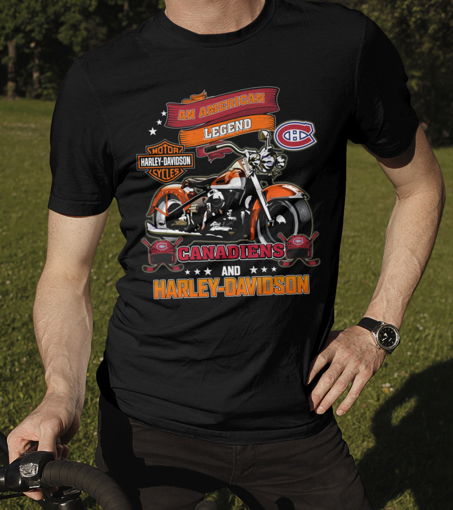 An American Legend Canadiens And Harley Davidson Nhl Montreal Canadiens Harley Davidson Cycles T-Shirt
