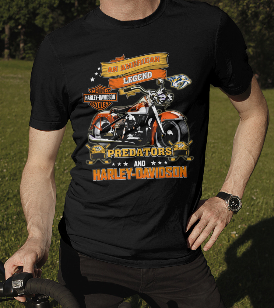Nashville Predators And Harley Davidson An American Legend Motor Cycles T-Shirt