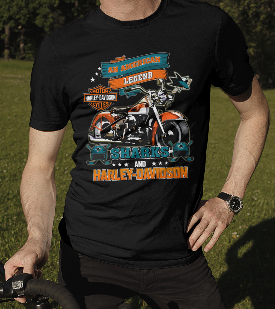 San Jose Sharks An American Legend Motor Harley Davidson Cycles T-Shirt