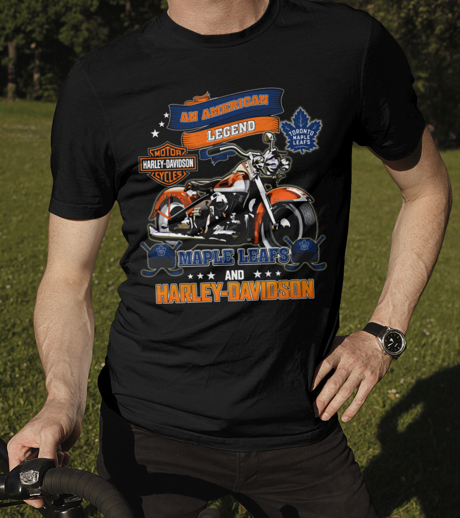 An American Legend Toronto Maple Leafs And Harley Davidson T-Shirt