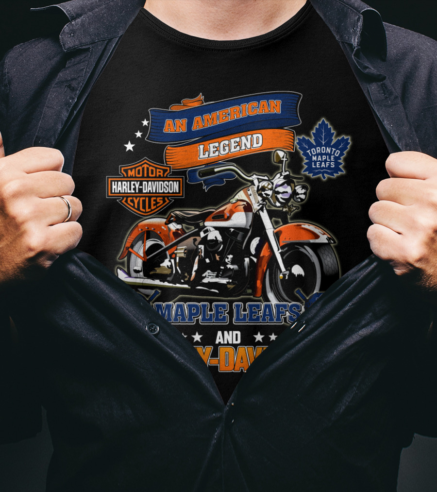 An American Legend Toronto Maple Leafs And Harley Davidson T-Shirt