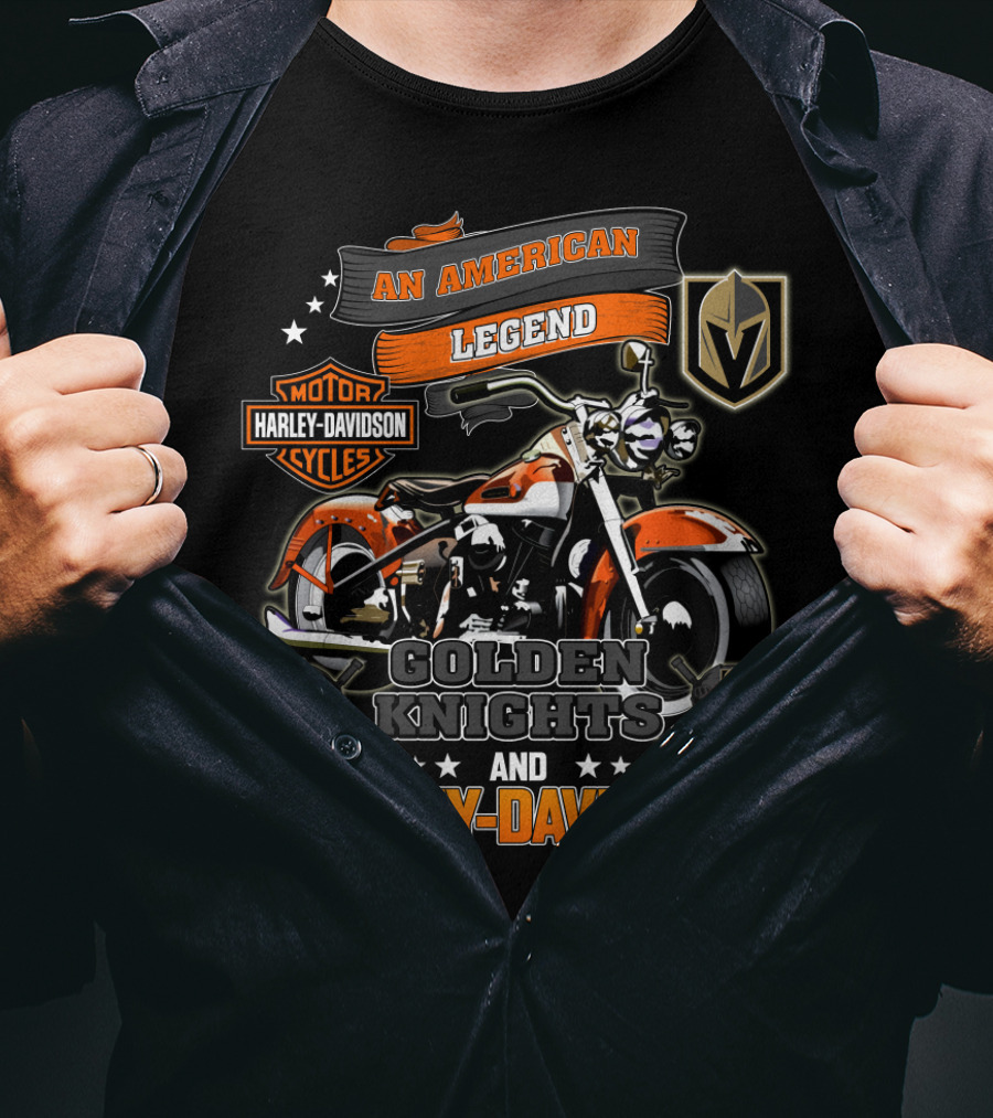 An American Legend Golden Knights And Harley Davidson Motor Cycles T-Shirt