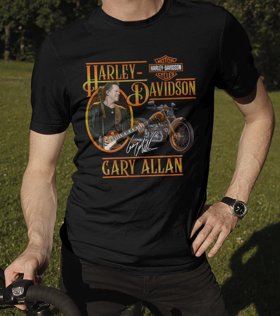 Harley Davidson Gary Allan Motorcycle And Guitar Signature T-Shirt