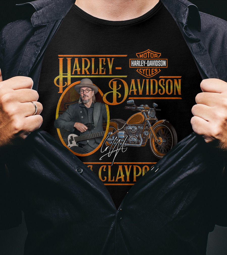 Harley Davidson Les Claypool Motorcycles Logo Bass Guitar T-Shirt
