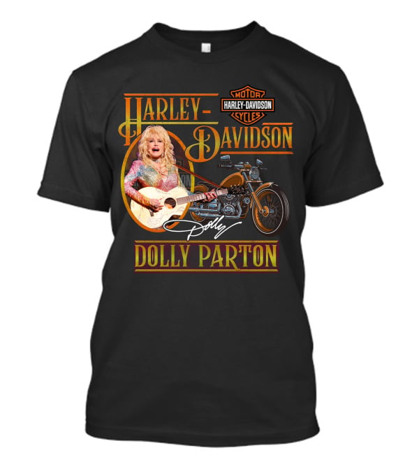 Harley Davidson Dolly Parton Motorcycle And Guitar T-Shirt