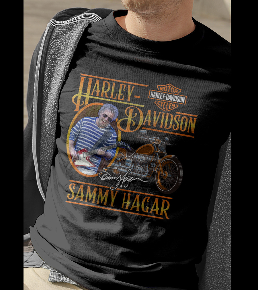 Harley Davidson Sammy Hagar Motor Cycles Signature Guitar Motorcycle T-Shirt