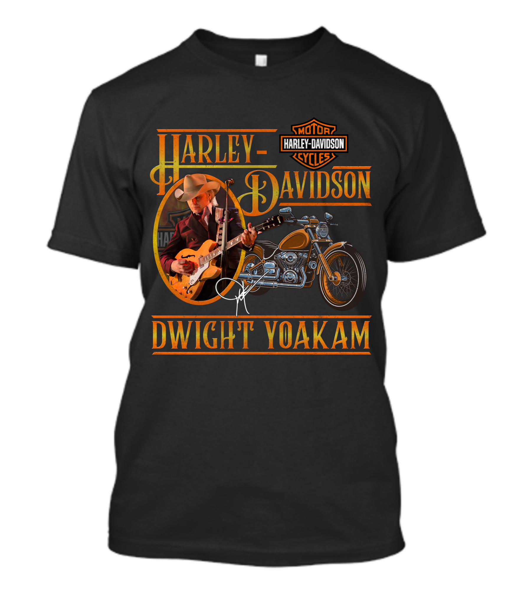Harley Davidson Dwight Yoakam Motor Cycles Vintage Guitar T-Shirt