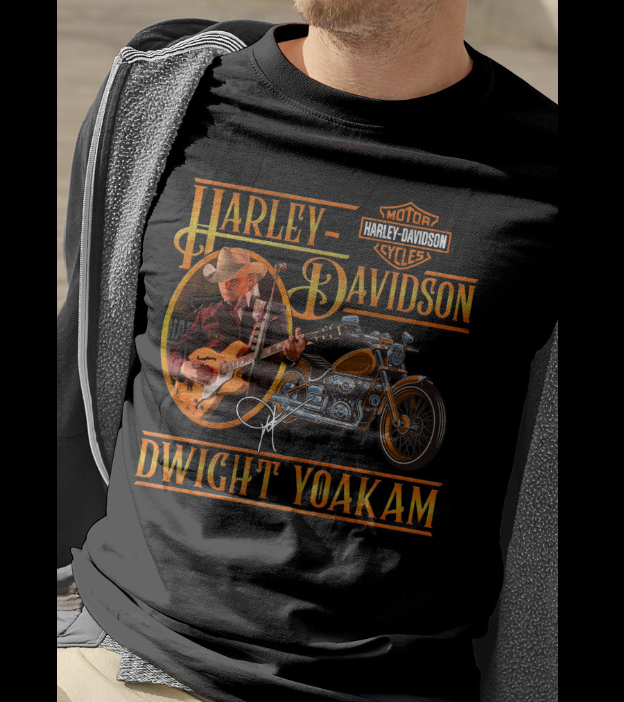 Harley Davidson Dwight Yoakam Motor Cycles Vintage Guitar T-Shirt
