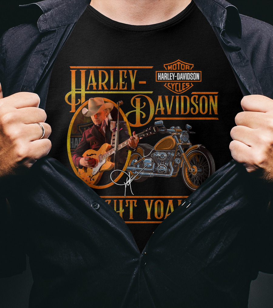 Harley Davidson Dwight Yoakam Motor Cycles Vintage Guitar T-Shirt