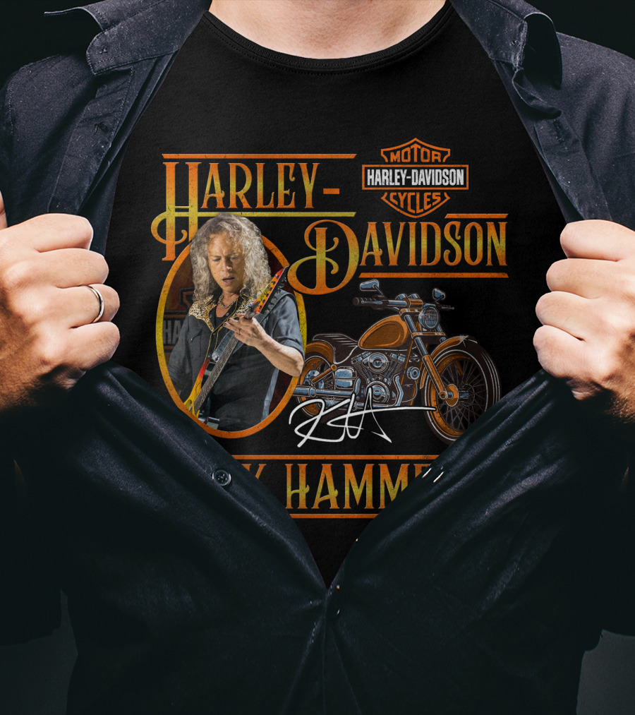 Harley Davidson Kirk Hammett Motorcycles Classic Signature Edition T-Shirt