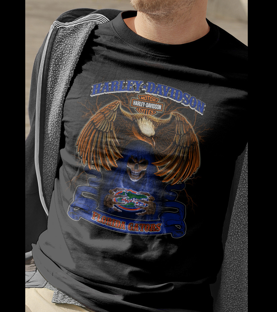 Harley Davidson Eagle Skull Florida Gators Ncaa T-Shirt