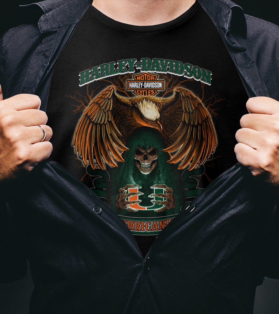 Harley Davidson Hurricanes Ncaa Miami T-Shirt